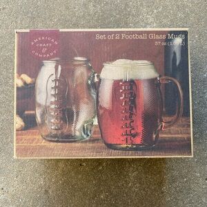 Set of 2 Football Glass Mugs